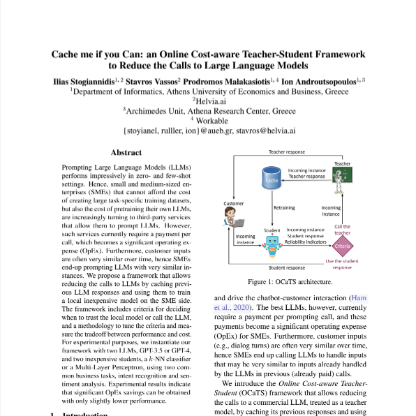 Cache me if you Can: an Online Cost-aware Teacher-Student Framework to Reduce the Calls to Large Language Models